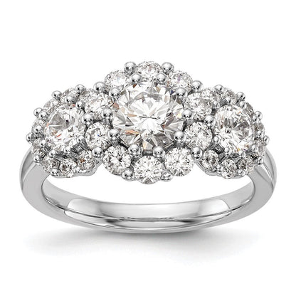 14K Weißgold Verlobungsring mit 3 simulierten Diamanten