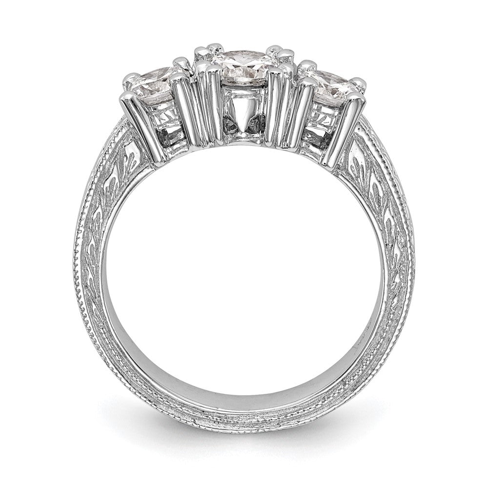 14K Weißgold Verlobungsring mit 3 simulierten Diamanten