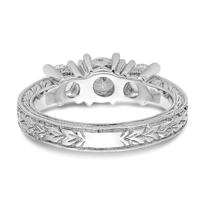 14K Weißgold Verlobungsring mit 3 simulierten Diamanten