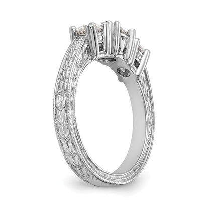 14K Weißgold Verlobungsring mit 3 simulierten Diamanten