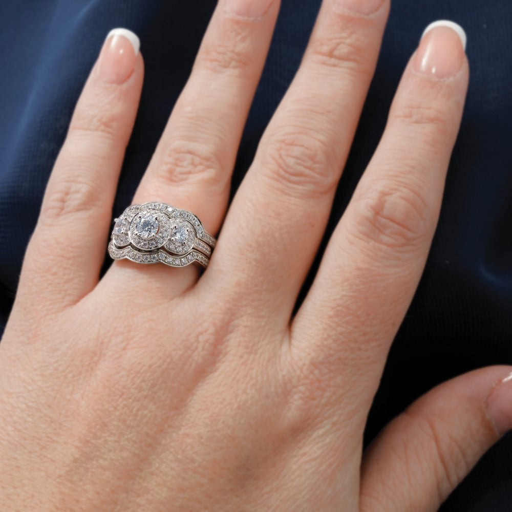 14K Weißgold Ehering mit natürlichen Diamanten