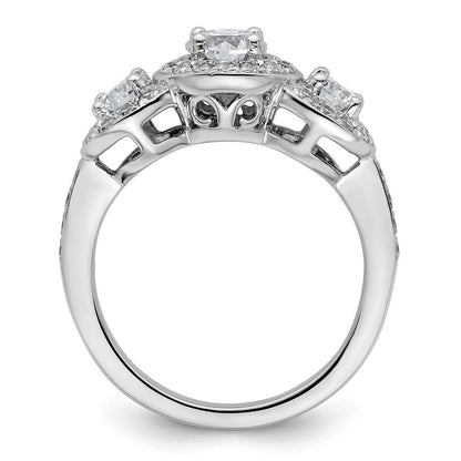 14K Weißgold Verlobungsring mit 3 simulierten Diamanten