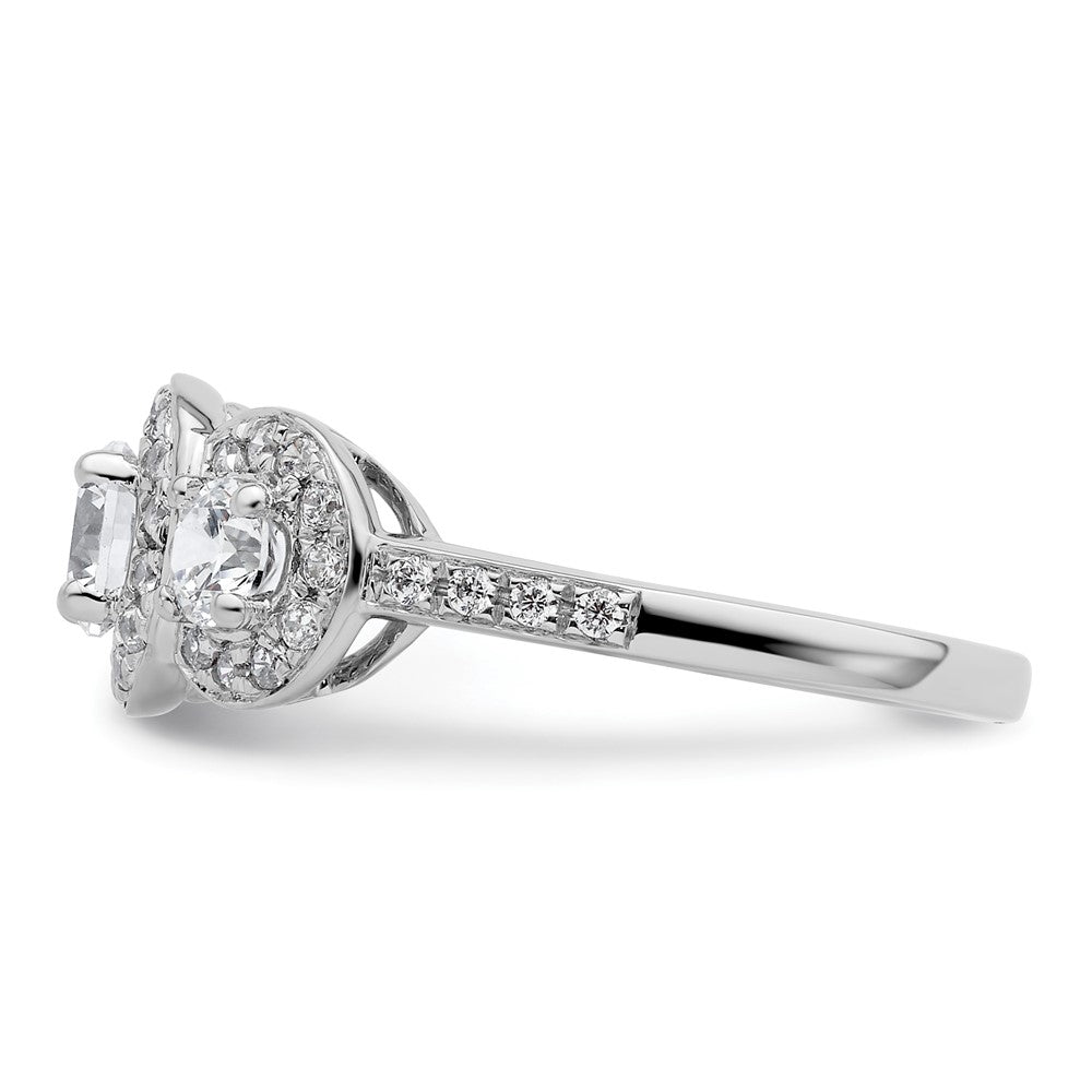 14K Weißgold Verlobungsring mit 3 simulierten Diamanten