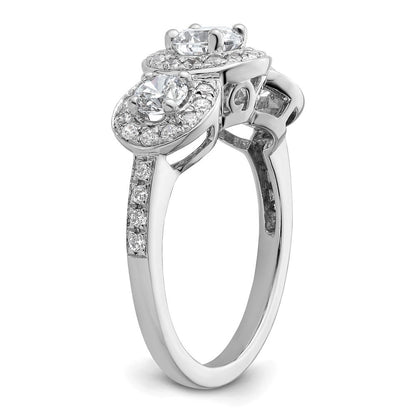 14K Weißgold Verlobungsring mit 3 simulierten Diamanten