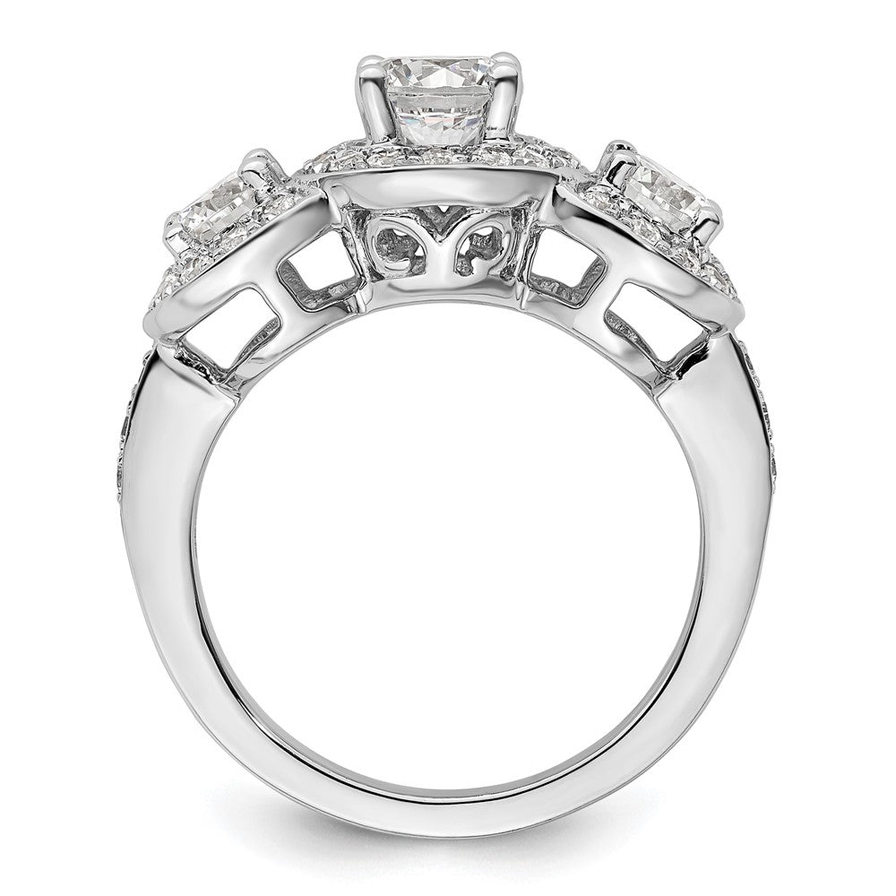14K Weißgold Verlobungsring mit 3 simulierten Diamanten