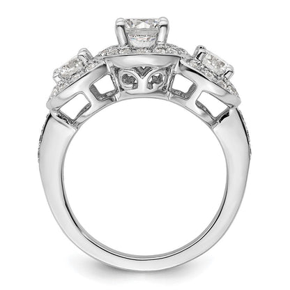14K Weißgold Verlobungsring mit 3 simulierten Diamanten