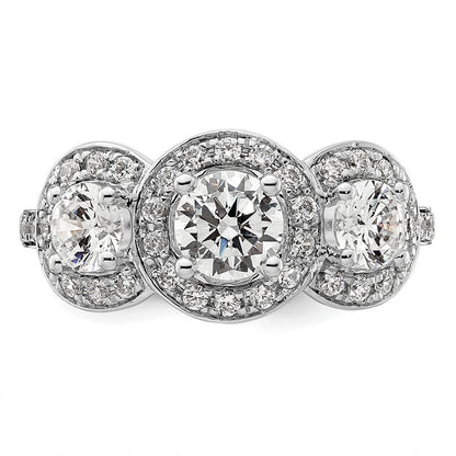 14K Weißgold Verlobungsring mit 3 simulierten Diamanten