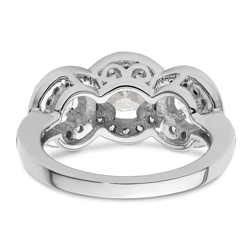 14K Weißgold Verlobungsring mit 3 simulierten Diamanten
