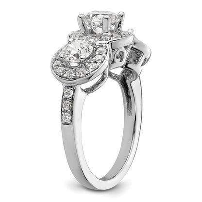 14K Weißgold Verlobungsring mit 3 simulierten Diamanten