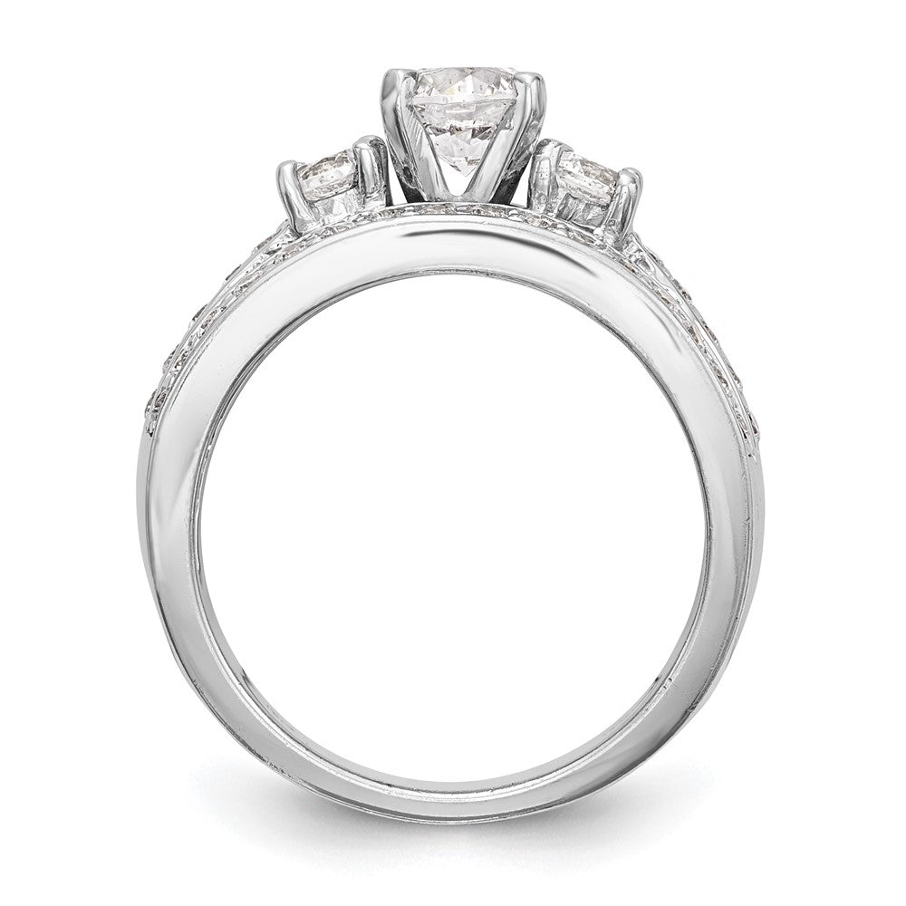 14K Weißgold Verlobungsring mit Labor-gewachsenen Diamanten VS/SI FGH, Drei-Stein