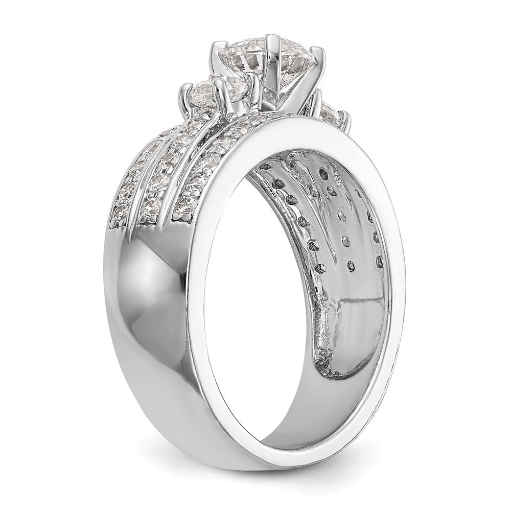 14K Weißgold Verlobungsring mit Labor-gewachsenen Diamanten VS/SI FGH, Drei-Stein