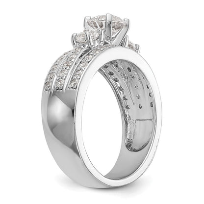 14K Weißgold Verlobungsring mit Labor-gewachsenen Diamanten VS/SI FGH, Drei-Stein