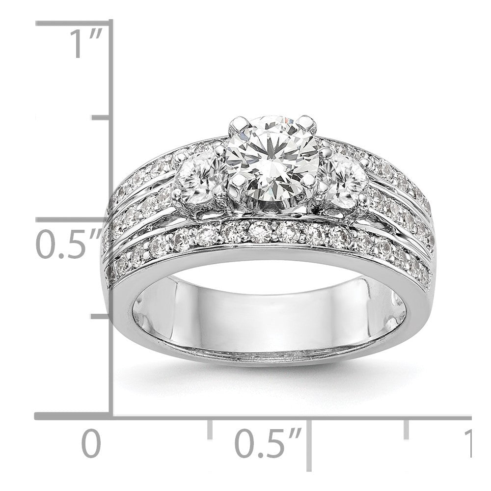 14K Weißgold Verlobungsring mit Labor-gewachsenen Diamanten VS/SI FGH, Drei-Stein