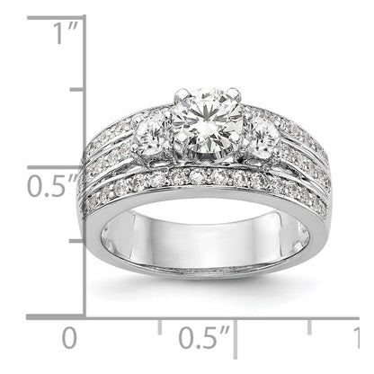 14K Weißgold Verlobungsring mit Labor-gewachsenen Diamanten VS/SI FGH, Drei-Stein