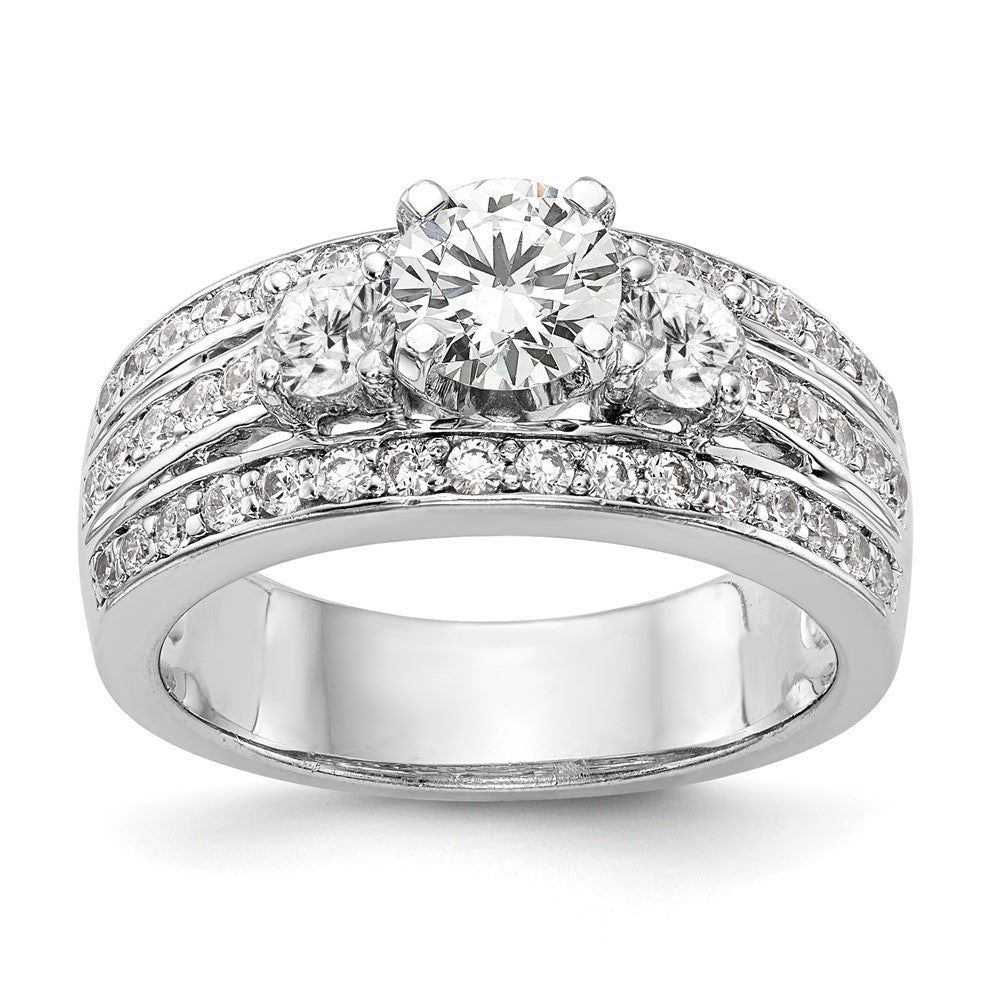 14K Weißgold Verlobungsring mit Labor-gewachsenen Diamanten VS/SI FGH, Drei-Stein