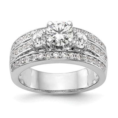 14K Weißgold Verlobungsring mit Labor-gewachsenen Diamanten VS/SI FGH, Drei-Stein