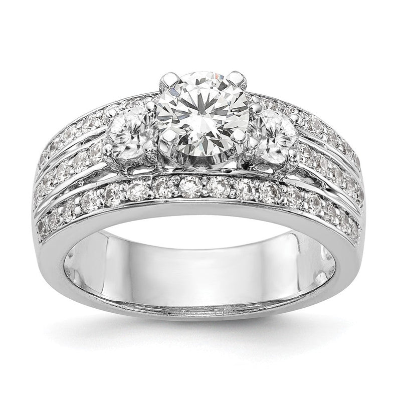 14K Weißgold Verlobungsring mit Labor-gewachsenen Diamanten VS/SI FGH, Drei-Stein