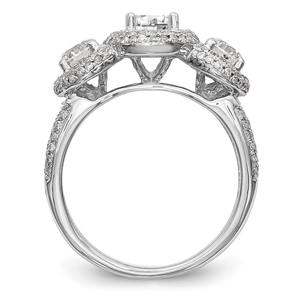 14K Weißgold Verlobungsring mit 3 simulierten Diamanten