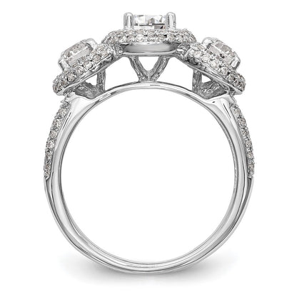 14K Weißgold Verlobungsring mit 3 simulierten Diamanten