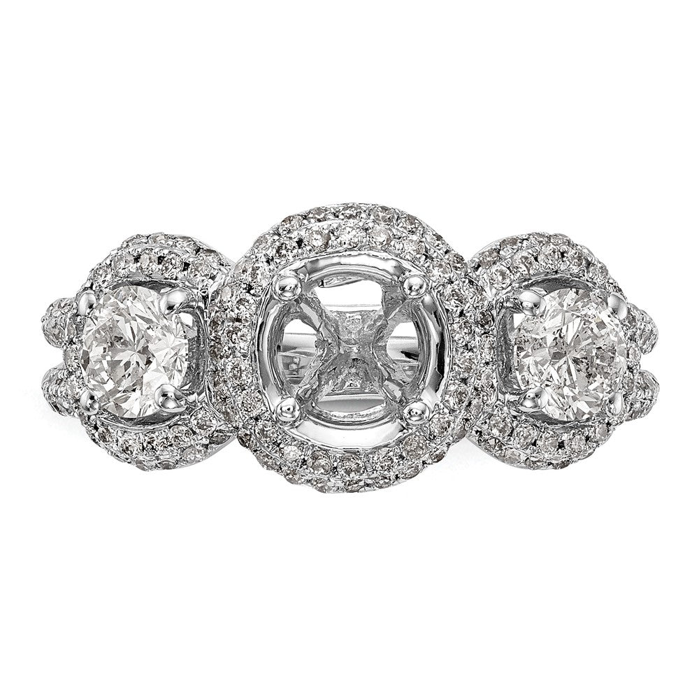 14K Weißgold Verlobungsring mit 3 simulierten Diamanten
