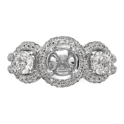 14K Weißgold Verlobungsring mit 3 simulierten Diamanten