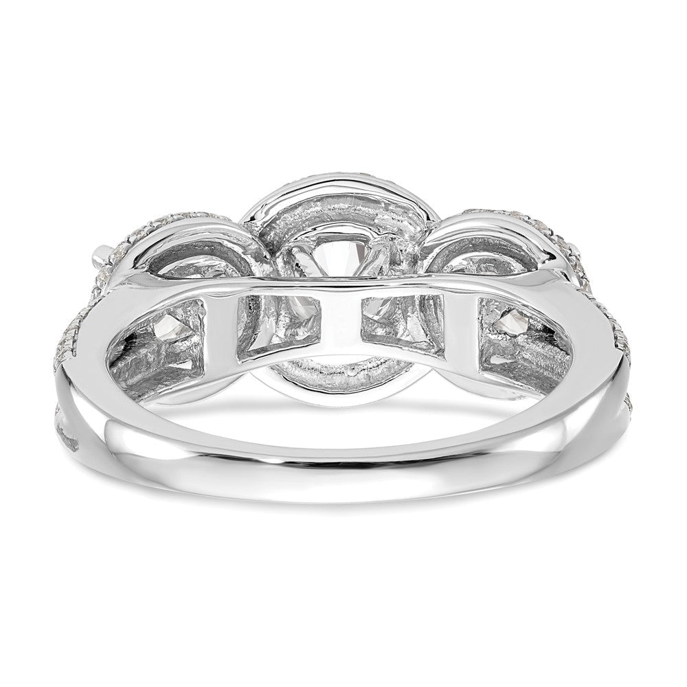 14K Weißgold Verlobungsring mit 3 simulierten Diamanten