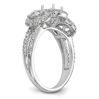 14K Weißgold Verlobungsring mit 3 simulierten Diamanten