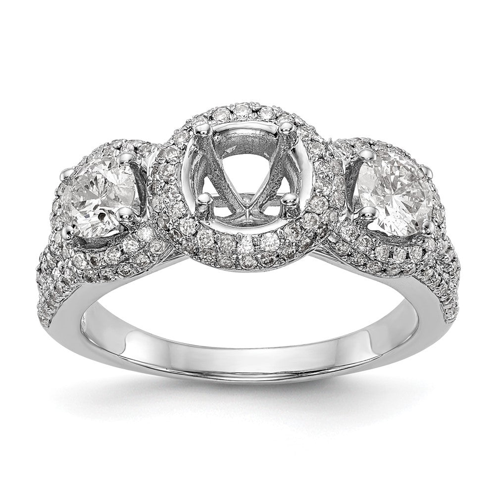 14K Weißgold Verlobungsring mit 3 simulierten Diamanten