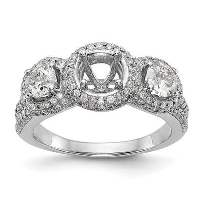 14K Weißgold Verlobungsring mit 3 simulierten Diamanten