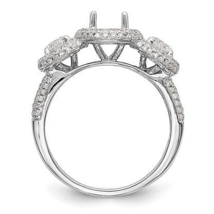 14K Weißgold Verlobungsring mit 3 simulierten Diamanten