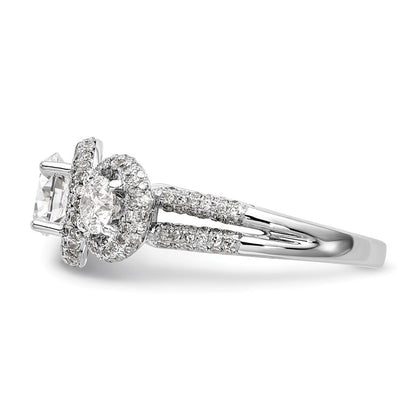 14K Weißgold Verlobungsring mit 3 simulierten Diamanten