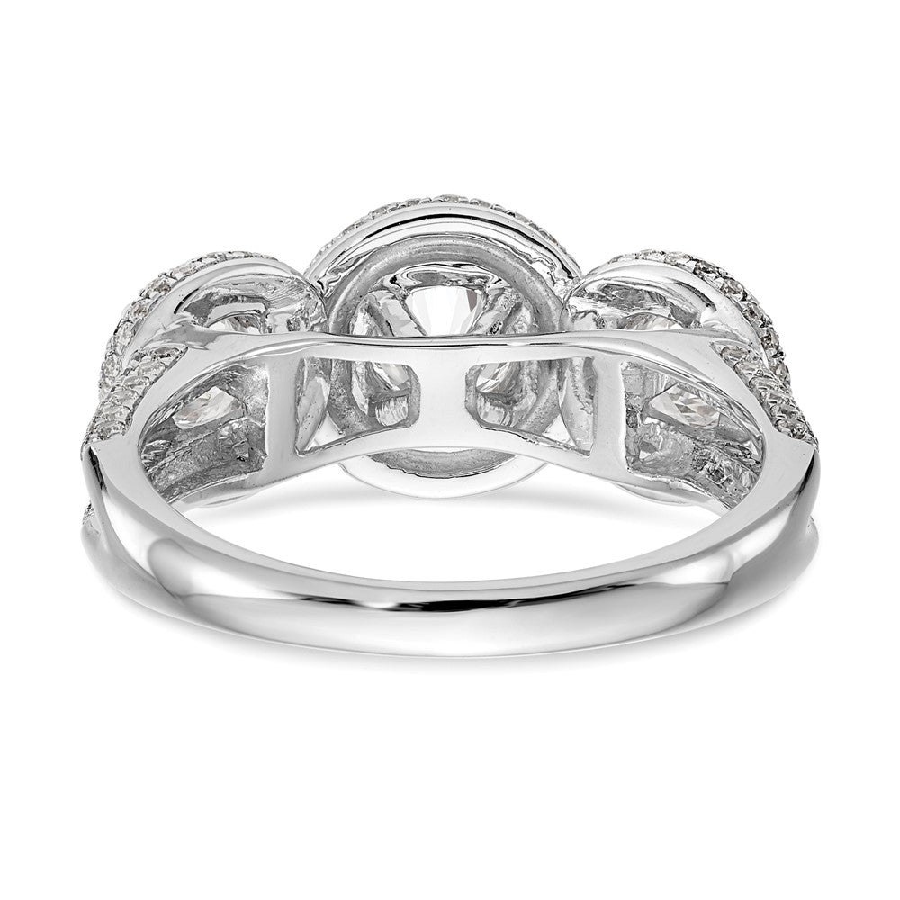 14K Weißgold Verlobungsring mit 3 simulierten Diamanten
