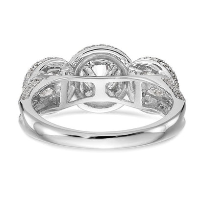 14K Weißgold Verlobungsring mit 3 simulierten Diamanten