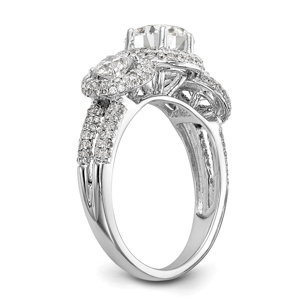 14K Weißgold Verlobungsring mit 3 simulierten Diamanten