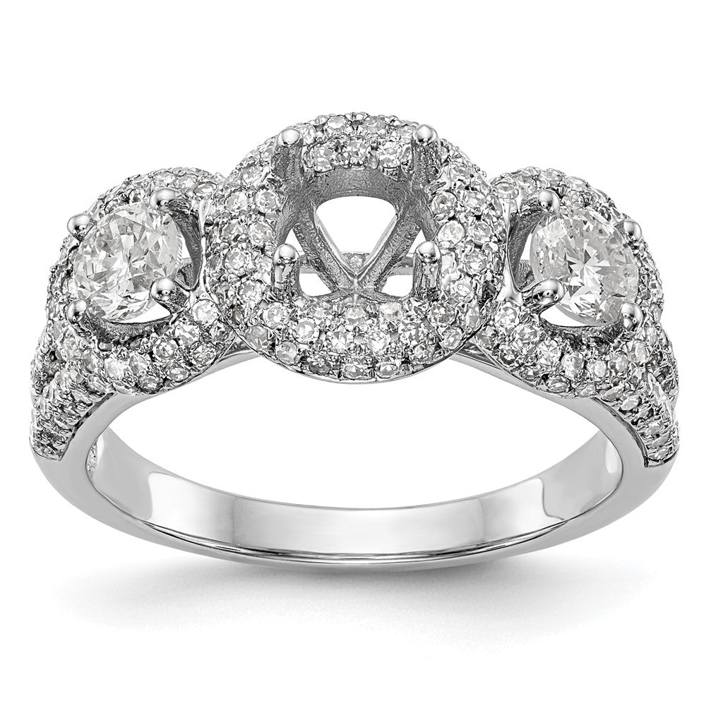 14K Weißgold Verlobungsring mit 3 simulierten Diamanten