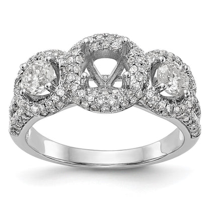 14K Weißgold Verlobungsring mit 3 simulierten Diamanten