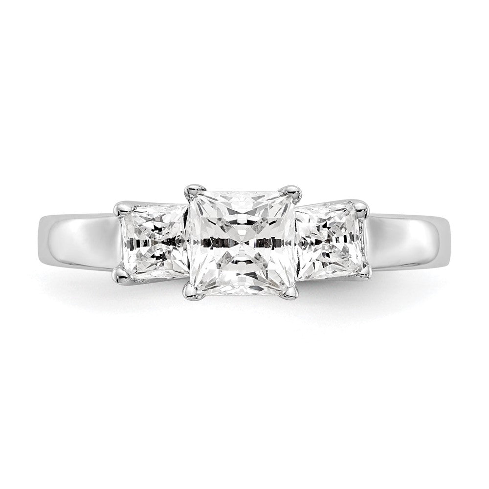 Verlobungsring aus 14K Weißgold mit 3 simulierten Diamanten