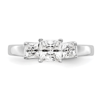 Verlobungsring aus 14K Weißgold mit 3 simulierten Diamanten