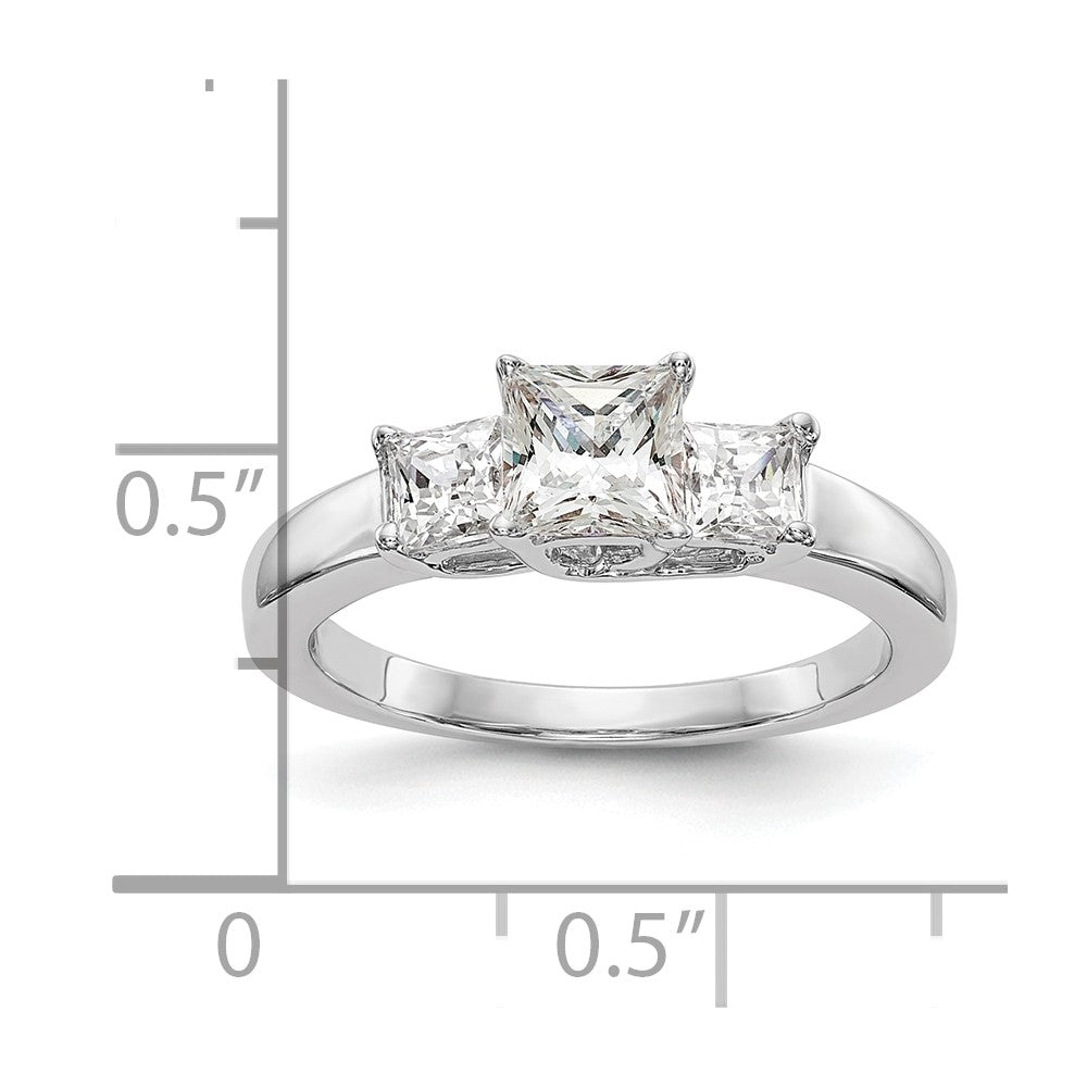 Verlobungsring aus 14K Weißgold mit 3 simulierten Diamanten