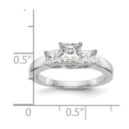 Verlobungsring aus 14K Weißgold mit 3 simulierten Diamanten