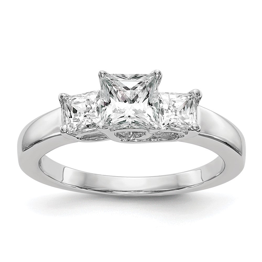 Verlobungsring aus 14K Weißgold mit 3 simulierten Diamanten