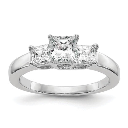 Verlobungsring aus 14K Weißgold mit 3 simulierten Diamanten