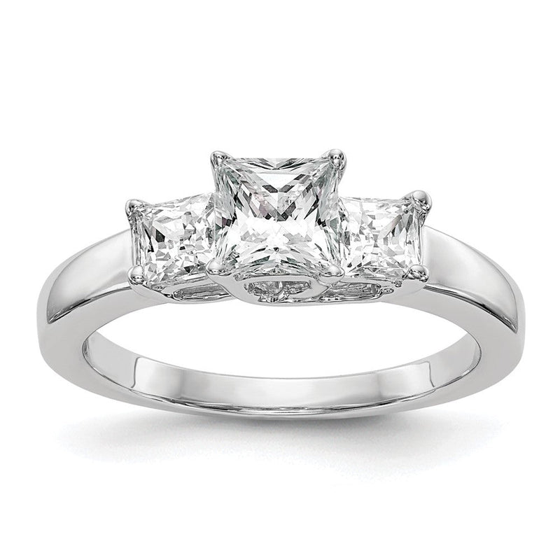 Verlobungsring aus 14K Weißgold mit 3 simulierten Diamanten