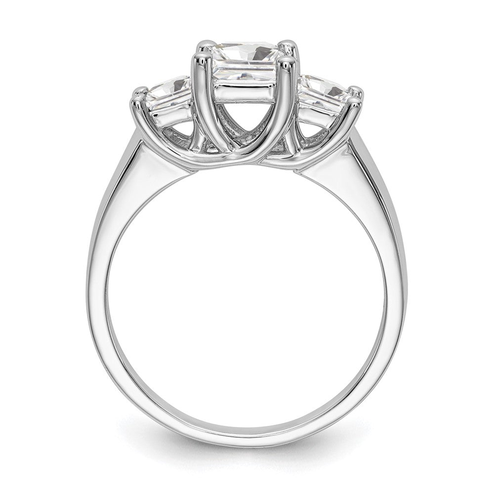 14K Weißgold Verlobungsring mit 3 simulierten Diamanten