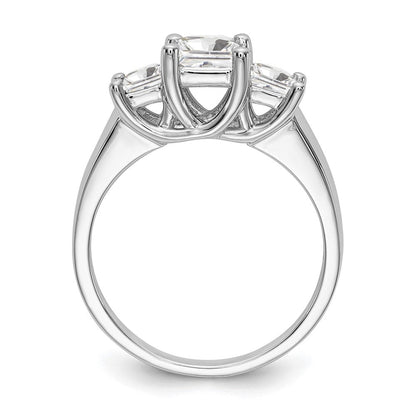 14K Weißgold Verlobungsring mit 3 simulierten Diamanten