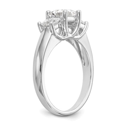 14K Weißgold Verlobungsring mit 3 simulierten Diamanten
