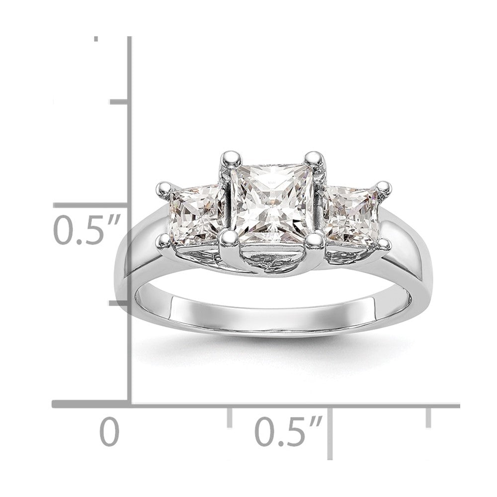 14K Weißgold Verlobungsring mit 3 simulierten Diamanten