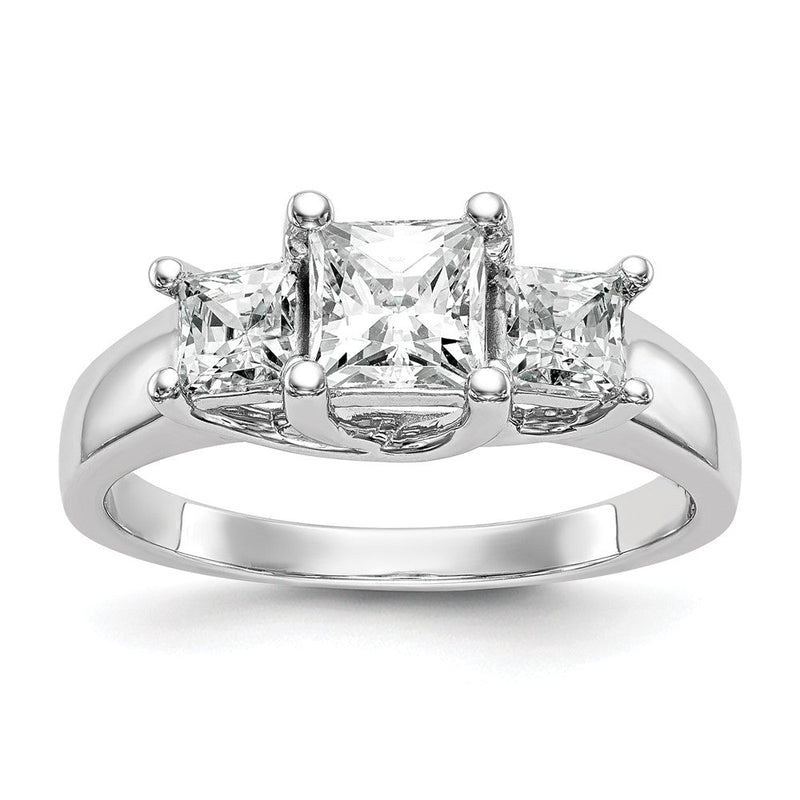 14K Weißgold Verlobungsring mit 3 simulierten Diamanten