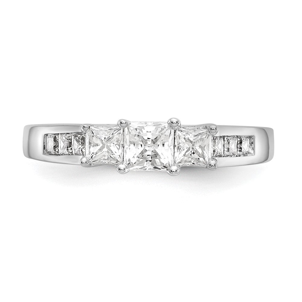 Verlobungsring aus 14K Weißgold mit 3 simulierten Diamanten