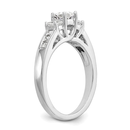 Verlobungsring aus 14K Weißgold mit 3 simulierten Diamanten